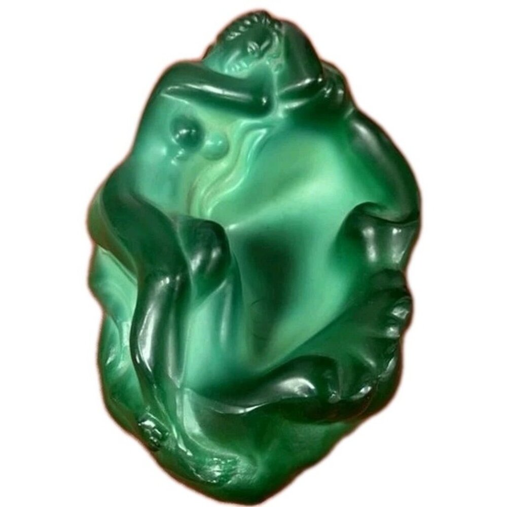 Frantisek Halama Green Malachite Art Deco Nude Woman Bowl Ashtray Carl Schlevogt